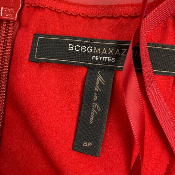 BCBG MAXAZRIA Mesh Sas Gardenia Dress Rio Red Ruffle Tiered Strapless Sz 8P - Picture 7 of 10